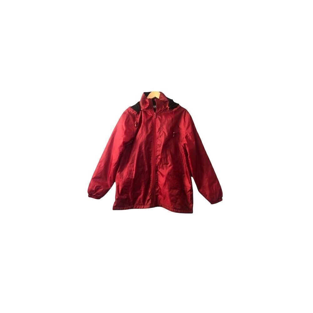 Totes Men's Red Fleece Lined Hooded Windbreaker Jacket Size Large